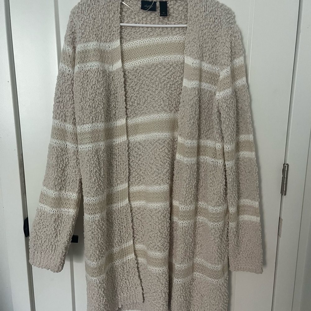 Daytrip Beige and Cream Striped Cardigan